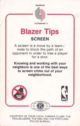 1981-82 Portland Trail Blazers Police #NNO Calvin Natt Back