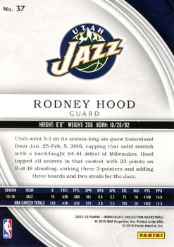2015-16 Panini Immaculate Collection #37 Rodney Hood Back
