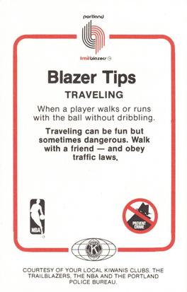 1982-83 Portland Trail Blazers Police #NNO Darnell Valentine Back