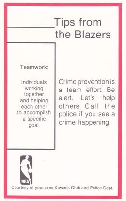 1977-78 Portland Trail Blazers Police #NNO T.R. Dunn Back