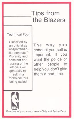 1977-78 Portland Trail Blazers Police #NNO Ron Culp Back