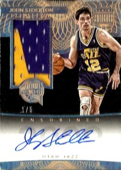 2014-15 Panini Eminence - Hall of Fame Patch Autographs Gold #HFP-JS John Stockton Front