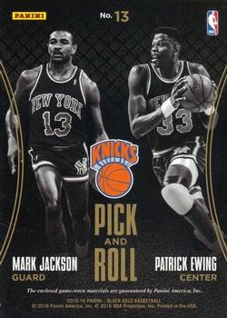 2015-16 Panini Black Gold - Pick and Roll Relics #13 Mark Jackson / Patrick Ewing Back