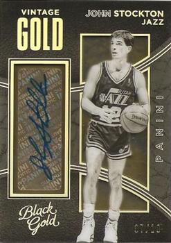 2015-16 Panini Black Gold - Vintage Gold Autographs Holo #16 John Stockton Front