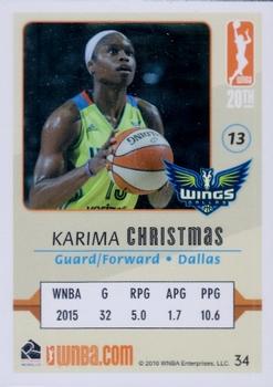 2016 Rittenhouse WNBA #34 Karima Christmas Back