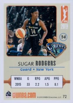 2016 Rittenhouse WNBA #72 Sugar Rodgers Back