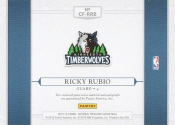2015-16 Panini National Treasures - Clutch Factor Jersey Autographs #CF-RRB Ricky Rubio Back