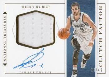 2015-16 Panini National Treasures - Clutch Factor Jersey Autographs #CF-RRB Ricky Rubio Front