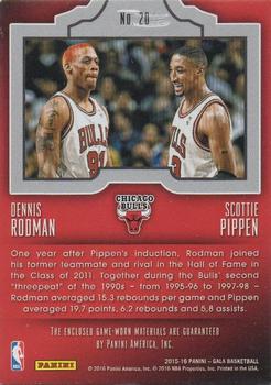 2015-16 Panini Gala - Double Feature Memorabilia Crimson #20 Dennis Rodman / Scottie Pippen Back