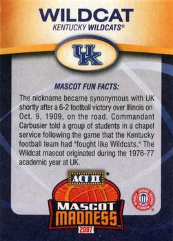2007 Act II Mascot Madness #NNO Kentucky Wildcat Back