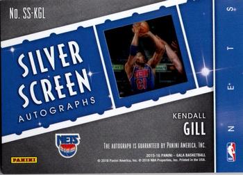 2015-16 Panini Gala - Silver Screen Autographs Veterans/Legends #SS-KGL Kendall Gill Back