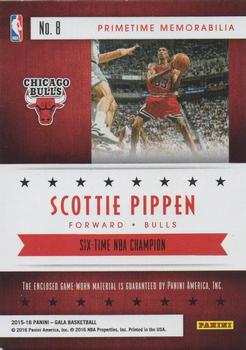 2015-16 Panini Gala - Primetime Memorabilia Veterans / Legends Prime #8 Scottie Pippen Back