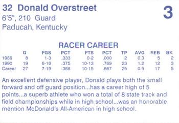 1990-91 Murray State Racers #3 Donald Overstreet Back