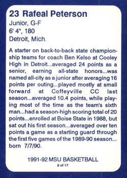 1991-92 Murray State Racers #8 Rafael Peterson Back