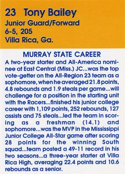 1992-93 Murray State Racers #NNO Tony Bailey Back