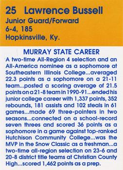 1992-93 Murray State Racers #NNO Lawrence Bussell Back