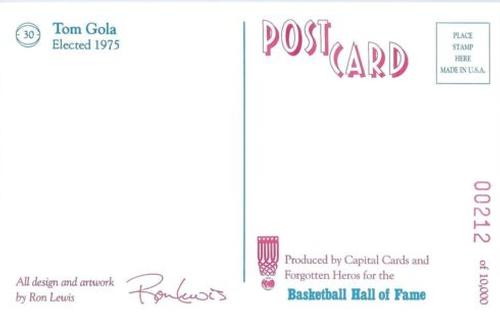 1992-93 Center Court Hall of Fame #30 Tom Gola Back