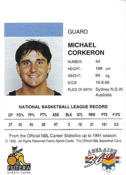 1992 Futera NBL #NNO Michael Corkeron Back