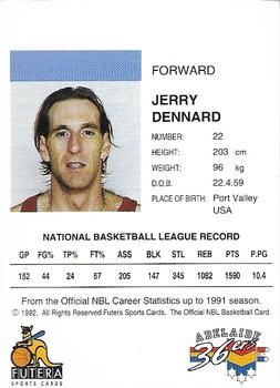 1992 Futera NBL #NNO Jerry Dennard Back