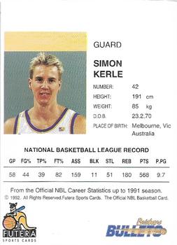 1992 Futera NBL #NNO Simon Kerle Back