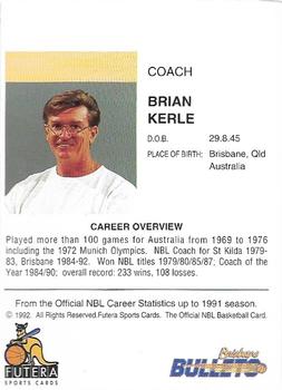1992 Futera NBL #NNO Brian Kerle Back
