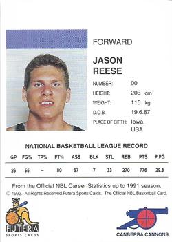 1992 Futera NBL #NNO Jason Reese Back