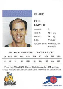 1992 Futera NBL #NNO Phil Smyth Back