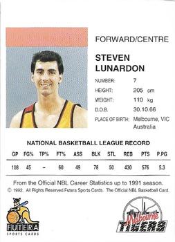 1992 Futera NBL #NNO Steven Lunardon Back