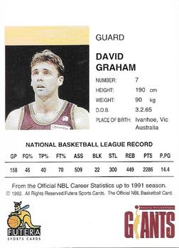 1992 Futera NBL #NNO David Graham Back