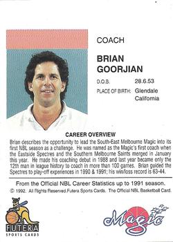 1992 Futera NBL #NNO Brian Goorjian Back