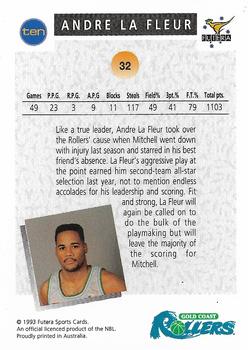1993 Futera Australian NBL #32 Andre La Fleur Back