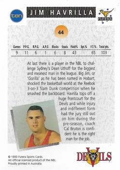 1993 Futera Australian NBL #44 Jim Havrilla Back