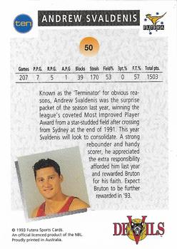 1993 Futera Australian NBL #50 Andrew Svaldenis Back
