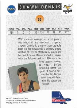 1993 Futera Australian NBL #59 Shawn Dennis Back