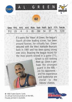 1993 Futera Australian NBL #62 Al Green Back