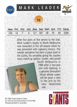 1993 Futera Australian NBL #70 Mark Leader Back