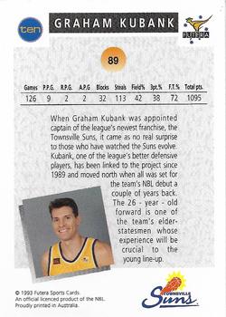 1993 Futera Australian NBL #89 Graham Kubank Back