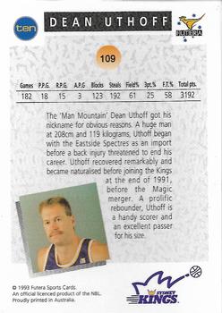 1993 Futera Australian NBL #109 Dean Uthoff Back