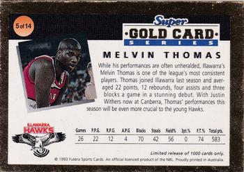1993 Futera Australian NBL - Super Gold Card Series #5 Melvin Thomas Back