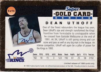 1993 Futera Australian NBL - Super Gold Card Series #6 Dean Uthoff Back