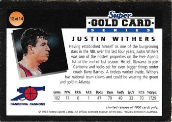 1993 Futera Australian NBL - Super Gold Card Series #12 Justin Withers Back