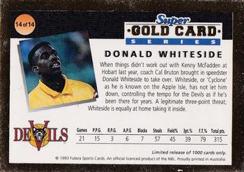 1993 Futera Australian NBL - Super Gold Card Series #14 Donald Whiteside Back