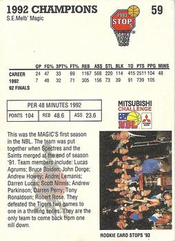 1993 Australian Stops NBL #59 1992 Magic Champs Back