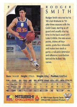 1994 Futera Australian NBL #9 Rodger Smith Back