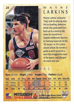 1994 Futera Australian NBL #20 Wayne Larkins Back