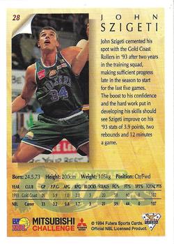 1994 Futera Australian NBL #28 John Szigeti Back