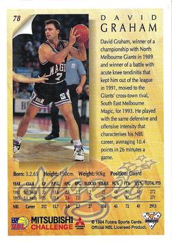 1994 Futera Australian NBL #78 David Graham Back