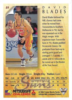 1994 Futera Australian NBL #89 David Blades Back