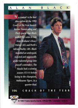 1994 Futera Australian NBL #106 Alan Black Back