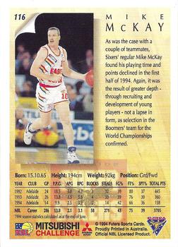 1994 Futera Australian NBL #116 Mike McKay Back